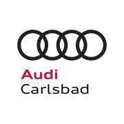 Audi Carlsbad logo with four black rings above maroon and black text on a white background