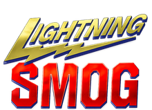 Lightning Smog logo with yellow and blue lightning text above bold red SMOG letters