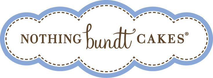 Nothing Bundt Cakes logo in a white cloud shape with blue outline and brown script text
